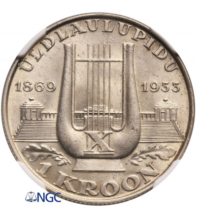 Estonia 1 korona 1933, lira - NGC MS 64
