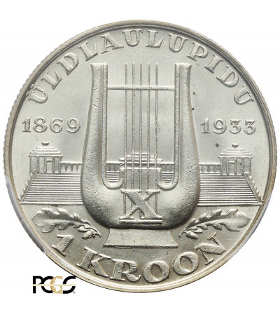 Estonia 1 korona 1933, lira - PCGS MS 65