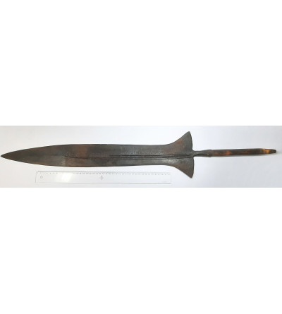 Africa XIX/XX century. Primitive money in the form of long spear Liganda - 64,5 cm