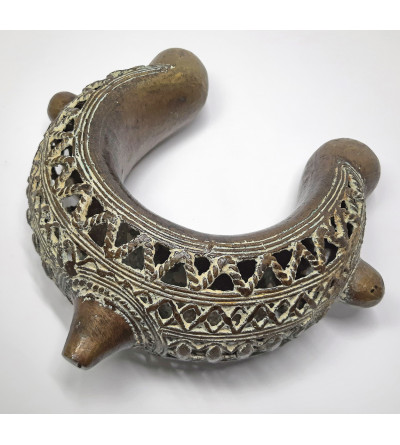 Nigeria (Afryka Zachodnia). Pieniądz prymitywny "Manila" XIX/XX wiek, ciężka zdobiona bransoleta z brązu, waga 418 gram