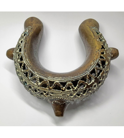 Nigeria (West Africa). Primitive Money "Manilla" XIX/XX century, heavy decorated bronze bracelet, weight 418 gr.