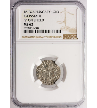 Transylvania / Siebenbürgen. Groschen (Garas) 1613 CB, Kronstadt (Brassó / Brasov) - NGC MS 62