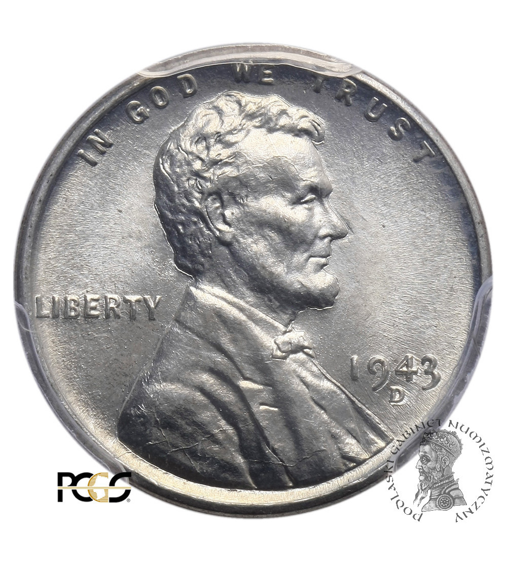 USA. Lincoln Cent 1943 D, Denver - PCGS MS 64