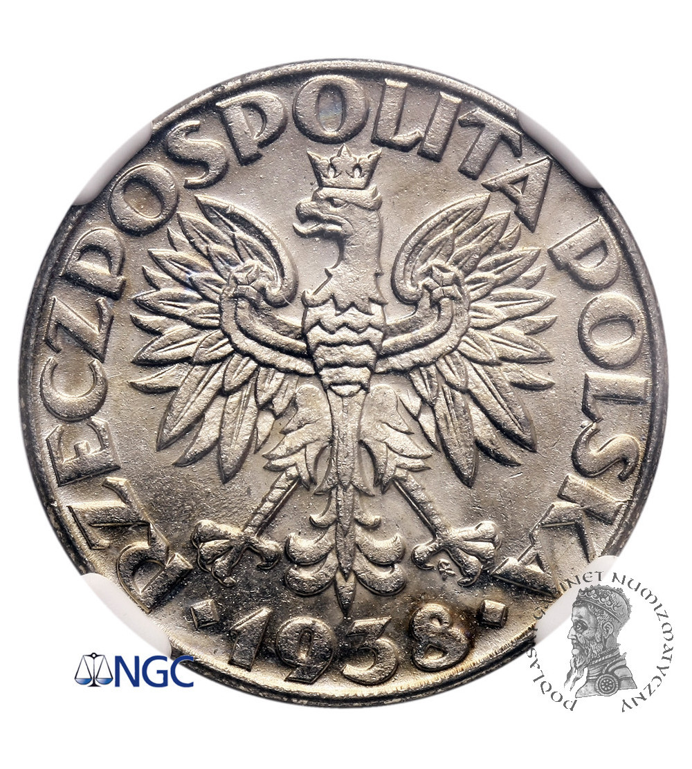 Poland 50 Groszy 1938, Warsaw - NGC MS 61