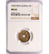 New Guinea 6 Pence 1943 - NGC MS 63