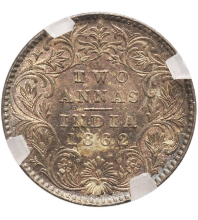 Indie Brytyjskie 2 Anna 1862 C, Calcutta - GENI MS 64