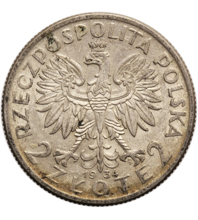 Polska 2 złote 1934, Warszawa, głowa kobiety