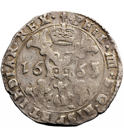 Niderlandy Hiszpańskie (Belgia), Flandria. 1/2 Patagona 1665, Brugia, Filip IV