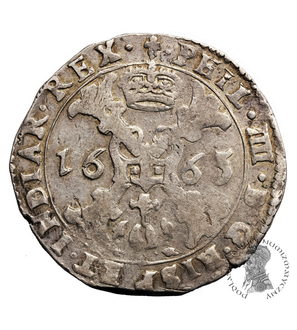 Niderlandy Hiszpańskie (Belgia), Flandria. 1/2 Patagona 1665, Brugia, Filip IV