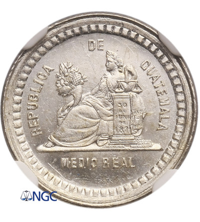 Guatemala, 1/2 Real (Medio Real) 1880 E - NGC MS 63