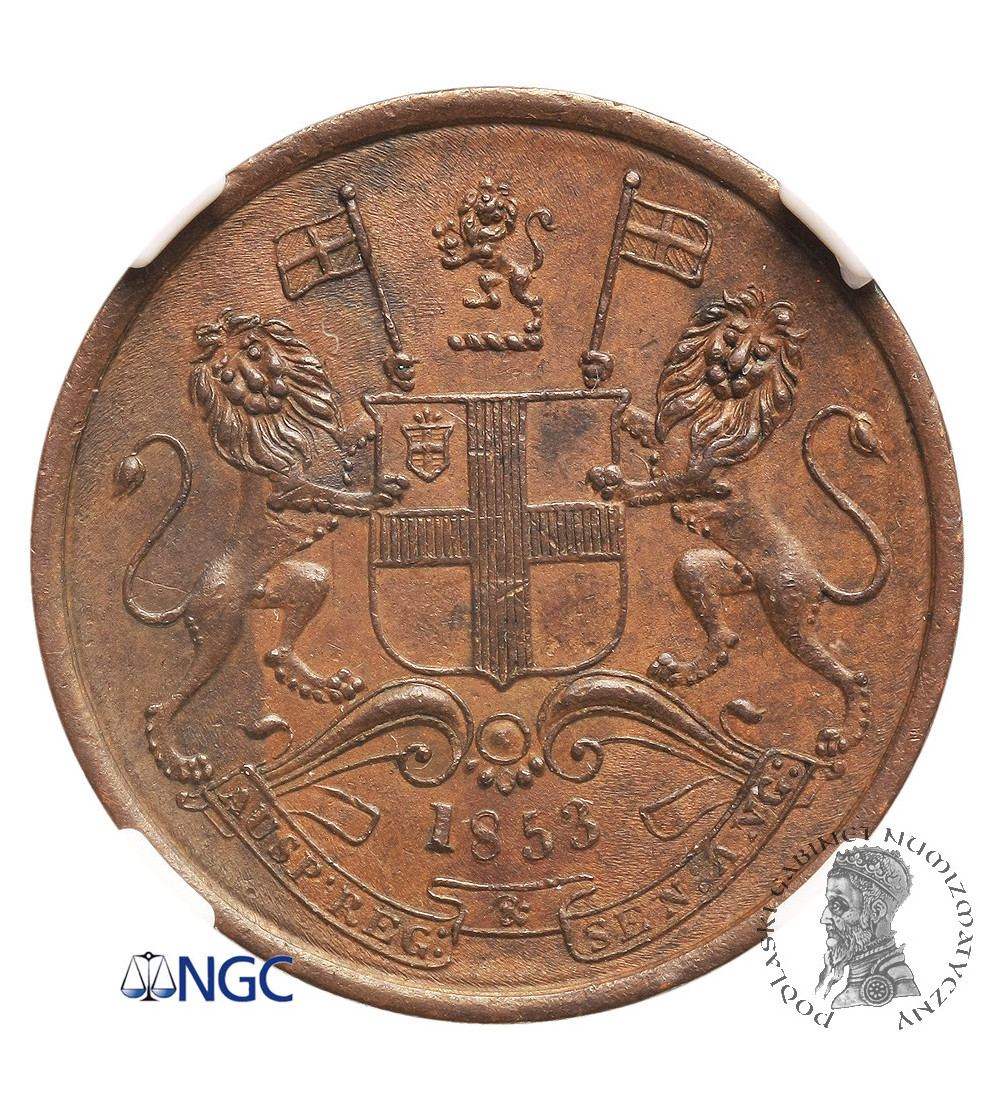 India British, 1/2 Pice 1853 (c), East India Company - NGC MS 62 BN