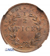 Indie Brytyjskie, 1/2 Pice 1853 (c), East India Company - NGC MS 62 BN