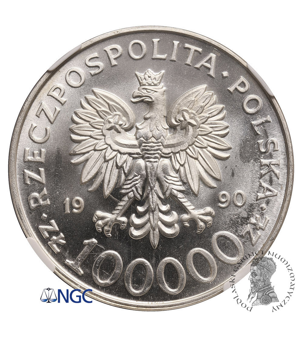 Polska 100000 złotych 1990, Solidarność, typ A - NGC MS 67