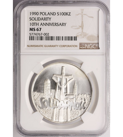 Polska 100000 złotych 1990, Solidarność, typ A - NGC MS 67