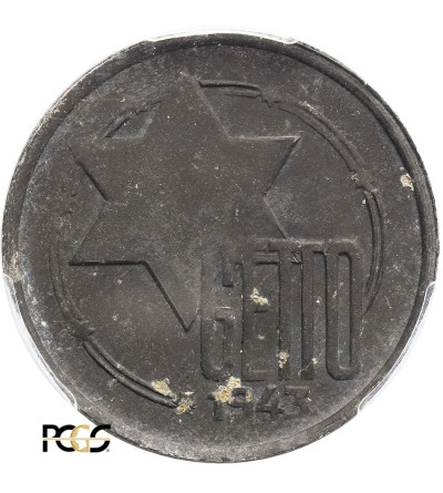 Poland. 10 Mark 1943, Ghetto in Lodz (Magnesium) - PCGS AU Details