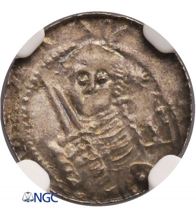 Polska, Władysław II Wygnaniec 1138-1146. Denar bez daty, Kraków, Książę i Biskup - NGC MS 63