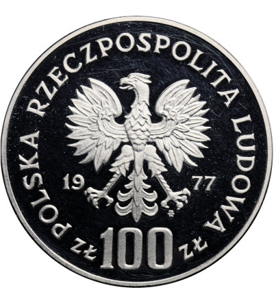 Polska, 100 złotych 1977, żubr - próba