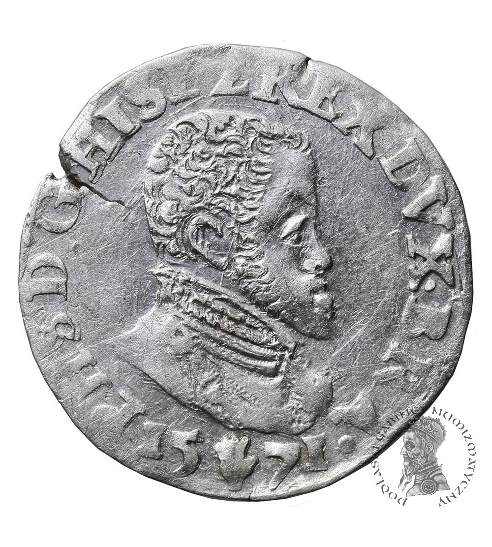 Spanish Netherlands (Belgien). 1/10 Filipsdaalder (1/10 Ecu) 1571, Antwerp, Filips II (1555-1598)