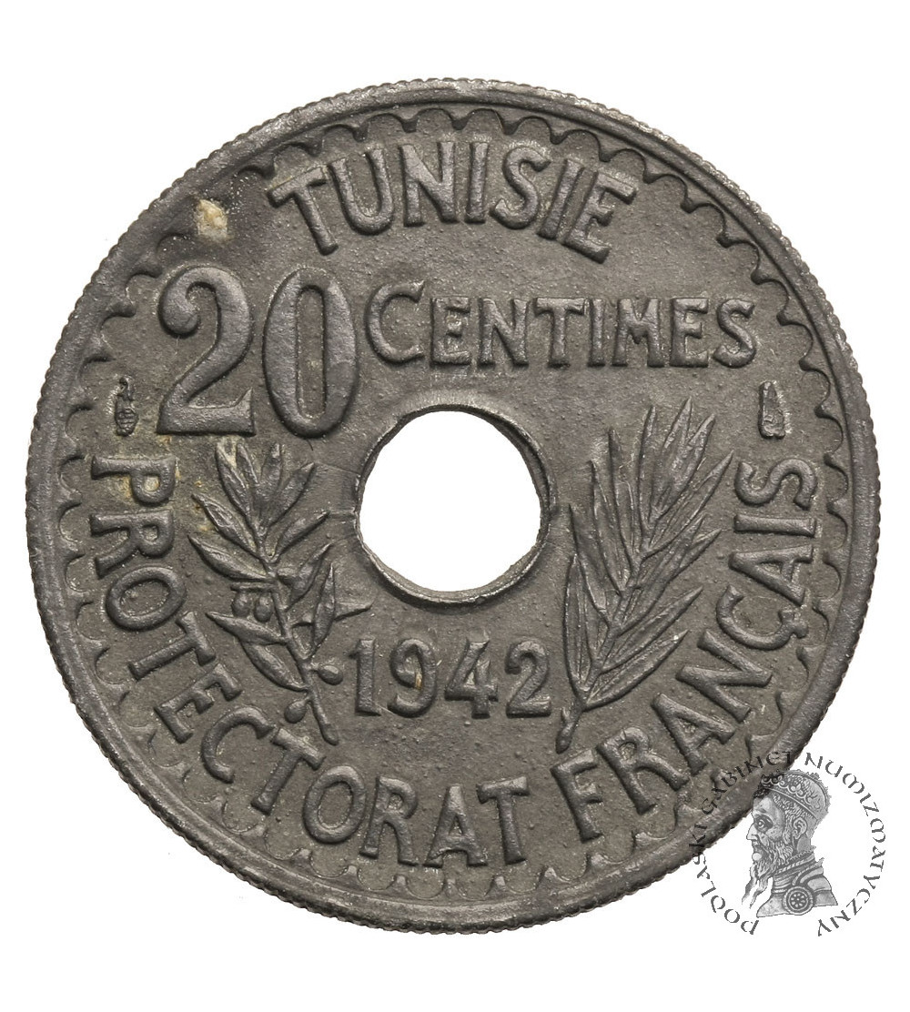 Tunezja, 25 Centimes AH 1361 / 1942 AD - francuski protektorat