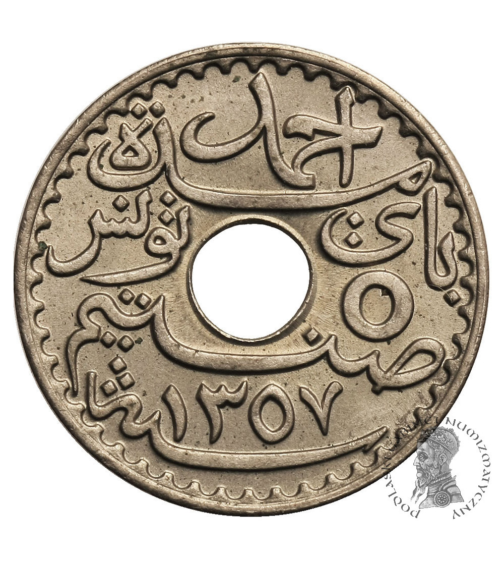 Tunezja, 5 Centimes AH 1357 / 1938 AD, francuski protektorat