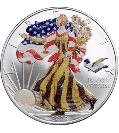 USA. American Eagel Silver Dollar 2008, colored (collector's issue)