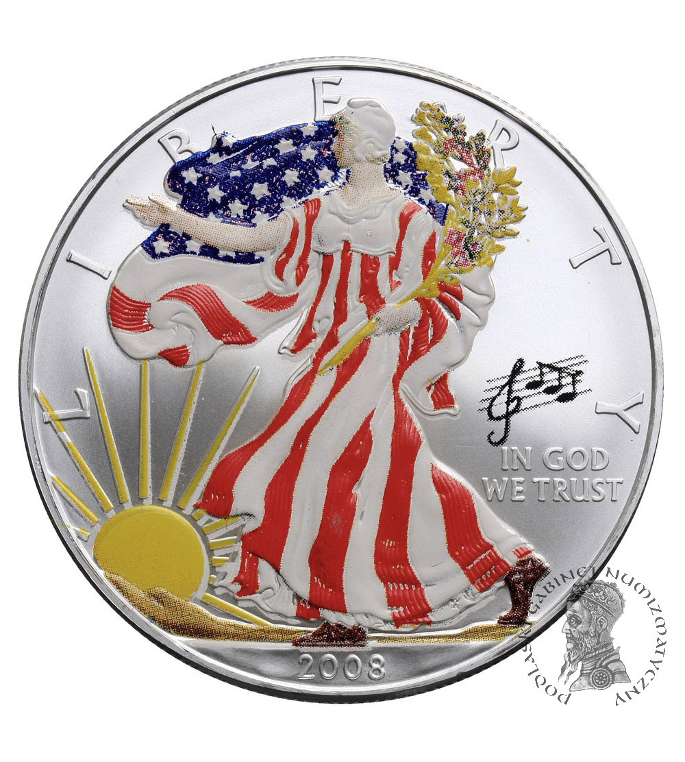 USA. American Eagel Silver Dollar 2008, colored (collector's issue)
