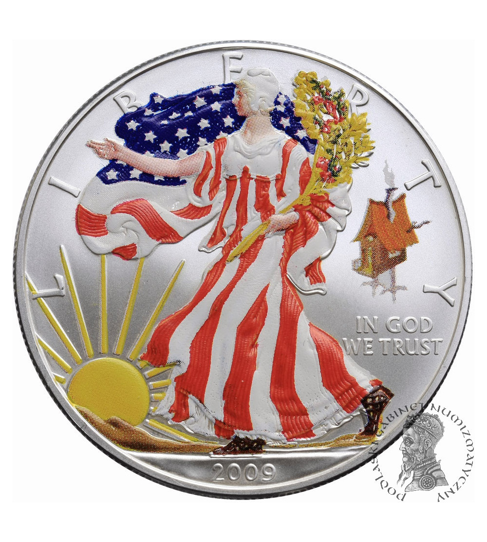 USA. American Eagel Silver Dollar 2009, colored (collector's issue)