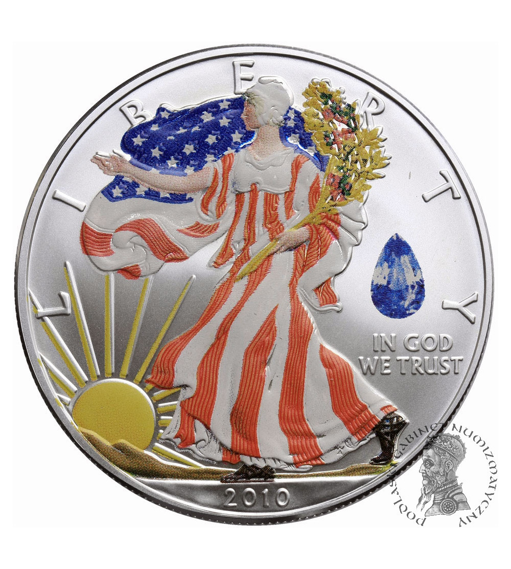 USA. American Eagel Silver Dollar 2010, colored (collector's issue)