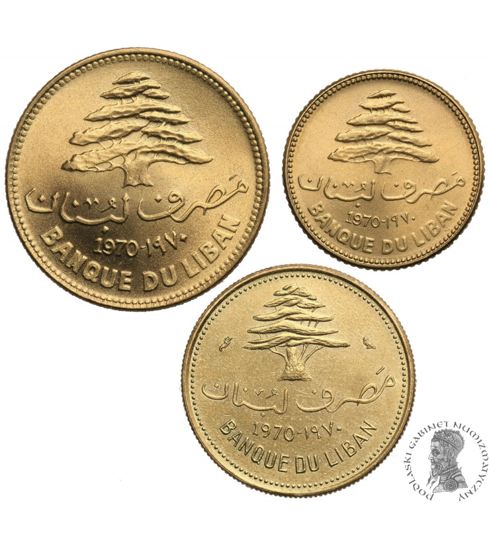 Liban. Zestaw 5, 10, 25 piastrów 1970, 3 sztuki
