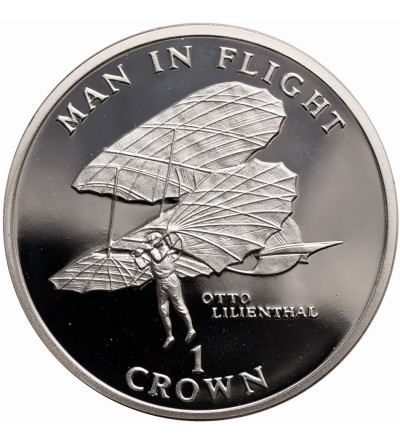 Isle of Man, Crown 1994, Man in Flight - Otto Lilienthal, Proof