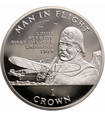 Isle of Man, Crown 1994, Man in Flight - Louis Bleriot, Proof