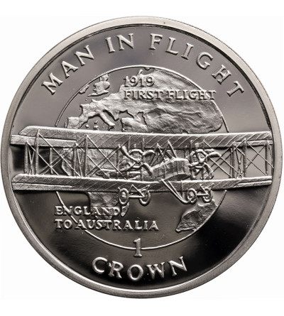 Isle of Man, Crown 1994, Man in Flight - Biplane, Proof