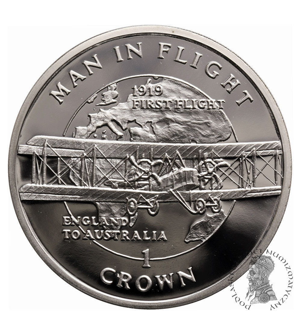 Isle of Man, Crown 1994, Man in Flight - Biplane, Proof