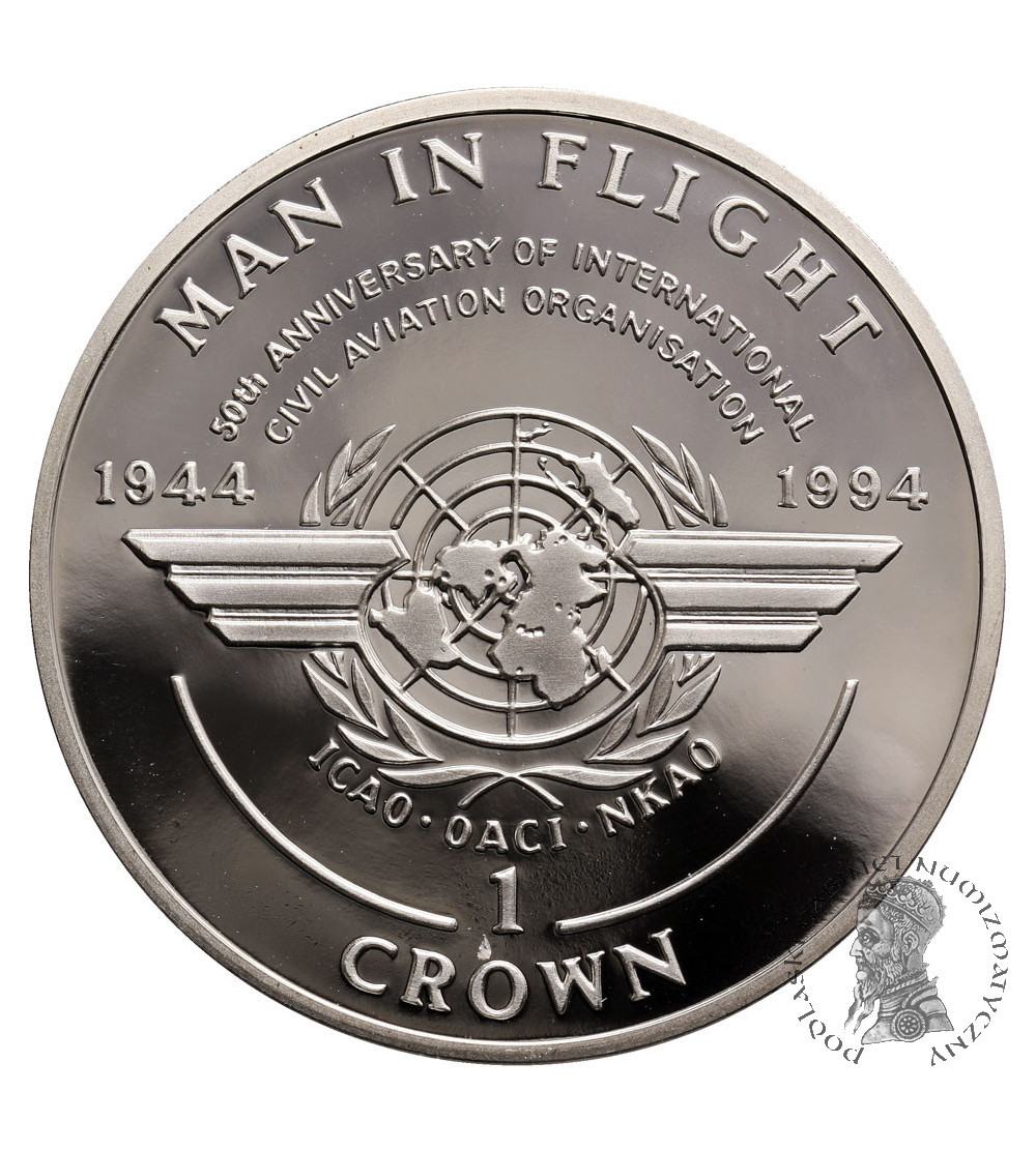Isle of Man, Crown 1994, Man in Flight - Emblem, Proof