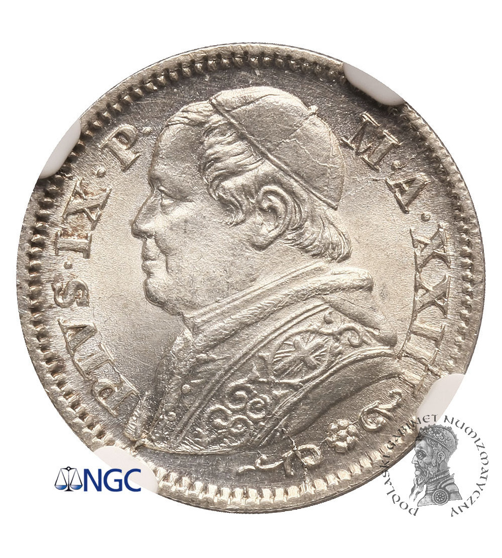 Watykan, 10 Soldi 1868 AN XXIII R, Pius IX - NGC MS 64
