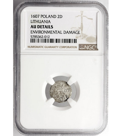 Poland / Lithuania. Sigismund III Vasa. Dwudenar (2 Denars) 1607, Vilnius mint - NGC AU Details