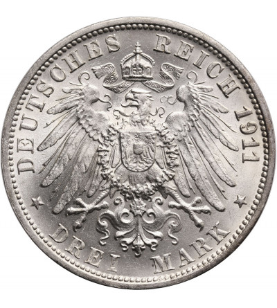 Germany - Württemberg, 3 Mark 1911 F, Silver Wedding Anniversary