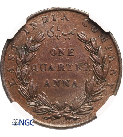 India British, 1/4 Anna 1835 (C) - NGC MS 62 BN