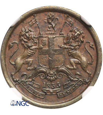 Indie Brytyjskie, 1/12 Anna 1835 (B), East India Company - NGC MS 63 BN