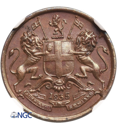 India British, 1/12 Anna 1835 (B), East India Company - NGC AU 58 BN