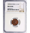 India British, 1/12 Anna 1835 (B), East India Company - NGC MS 63 BN