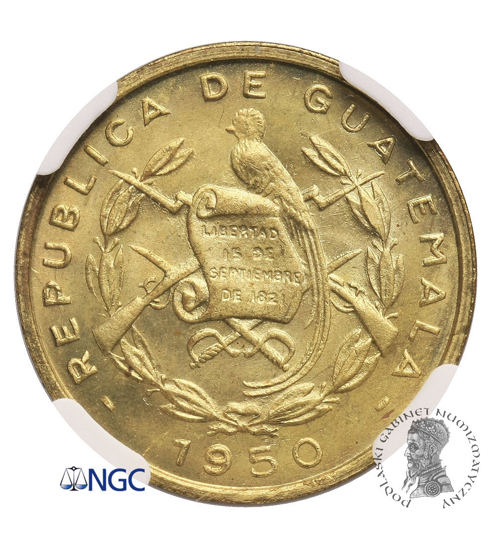 Guatemala, 1 Centavo 1950 - NGC MS 66