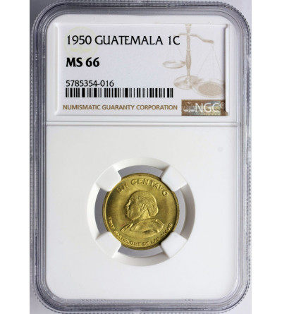 Gwatemala, 1 Centavo 1950 - NGC MS 66