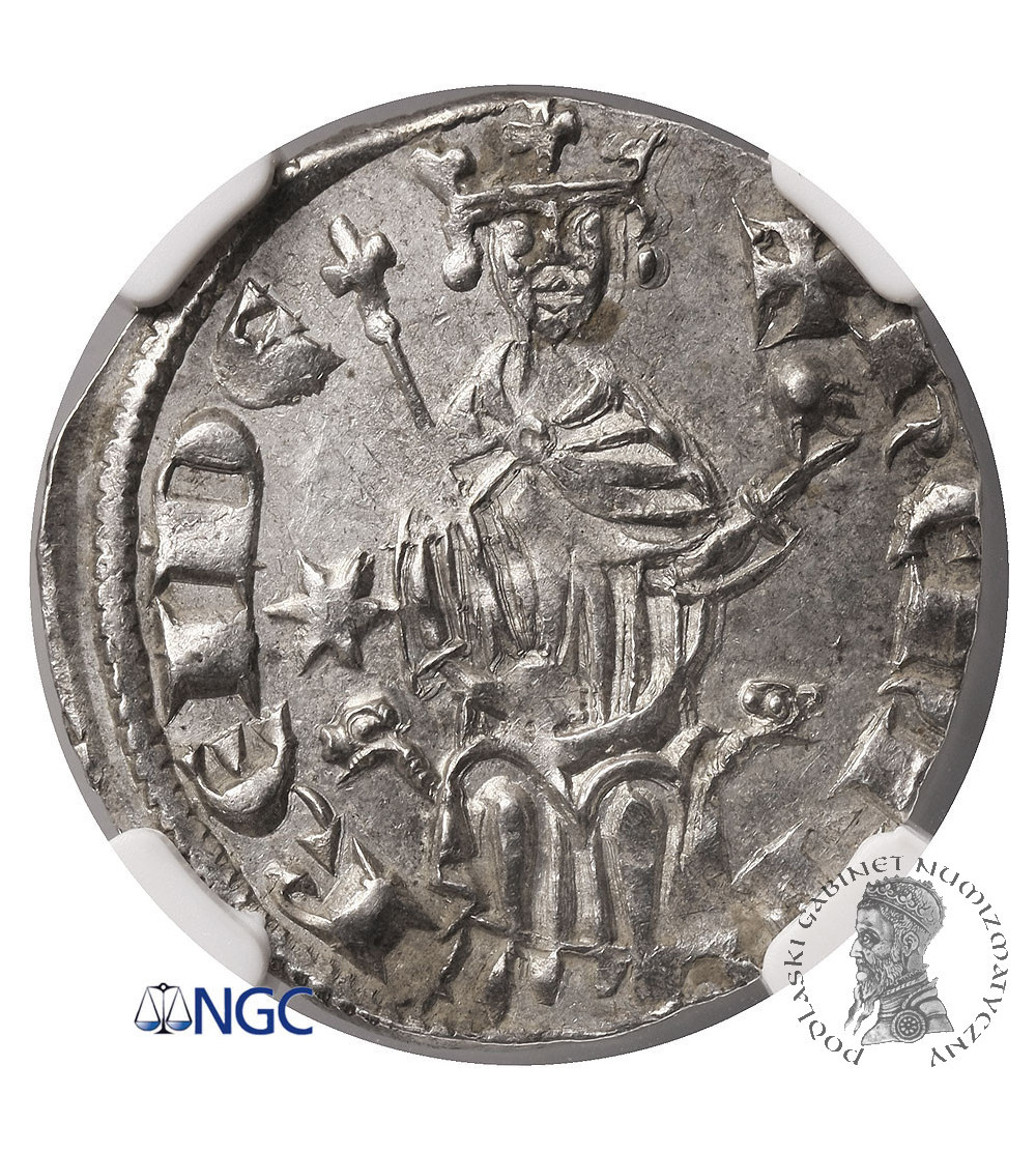 Cypr / Krzyżowcy, Ród Lusignan (1192-1489 AD). Duży grosz (Gros grand) bez daty, Henry II (1285–1324 AD) - NGC MS 63