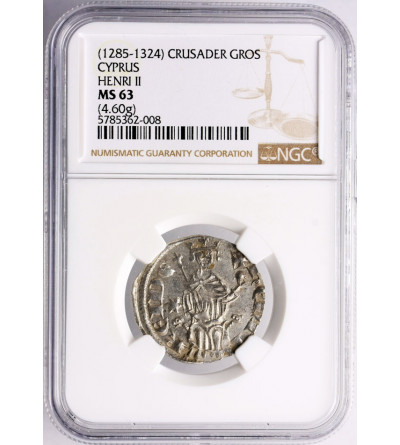 Crusaders, Lusignan Kingdom of Cyprus (1192-1489 AD). Gros grand ND, Henry II (1285–1324 AD) - NGC MS 63