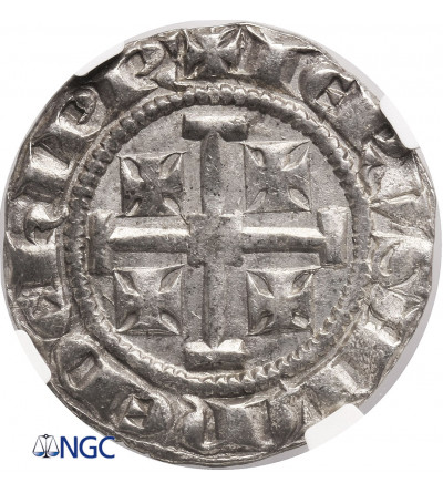 Cypr / Krzyżowcy, Ród Lusignan (1192-1489 AD). Duży grosz (Gros grand) bez daty, Henry II (1285–1324 AD) - NGC AU 58