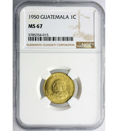 Guatemala, 1 Centavo 1950 - NGC MS 67 (Top Grade!, pop 2 pcs.)