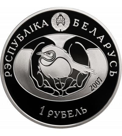 Białoruś, 1 rubel 2007, słowik zwyczajny - Prooflike