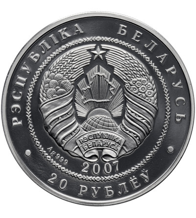 Białoruś, 20 rubli 2007, wilk - Proof