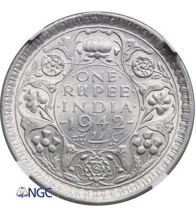 India British, Rupee 1942 (B), Bombay, George VI - NGC MS 63